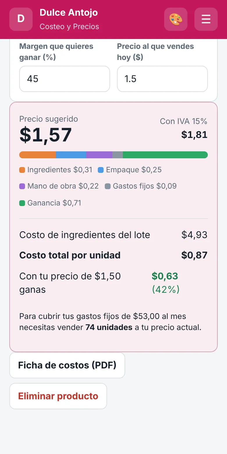 Captura de Costeo y Precios